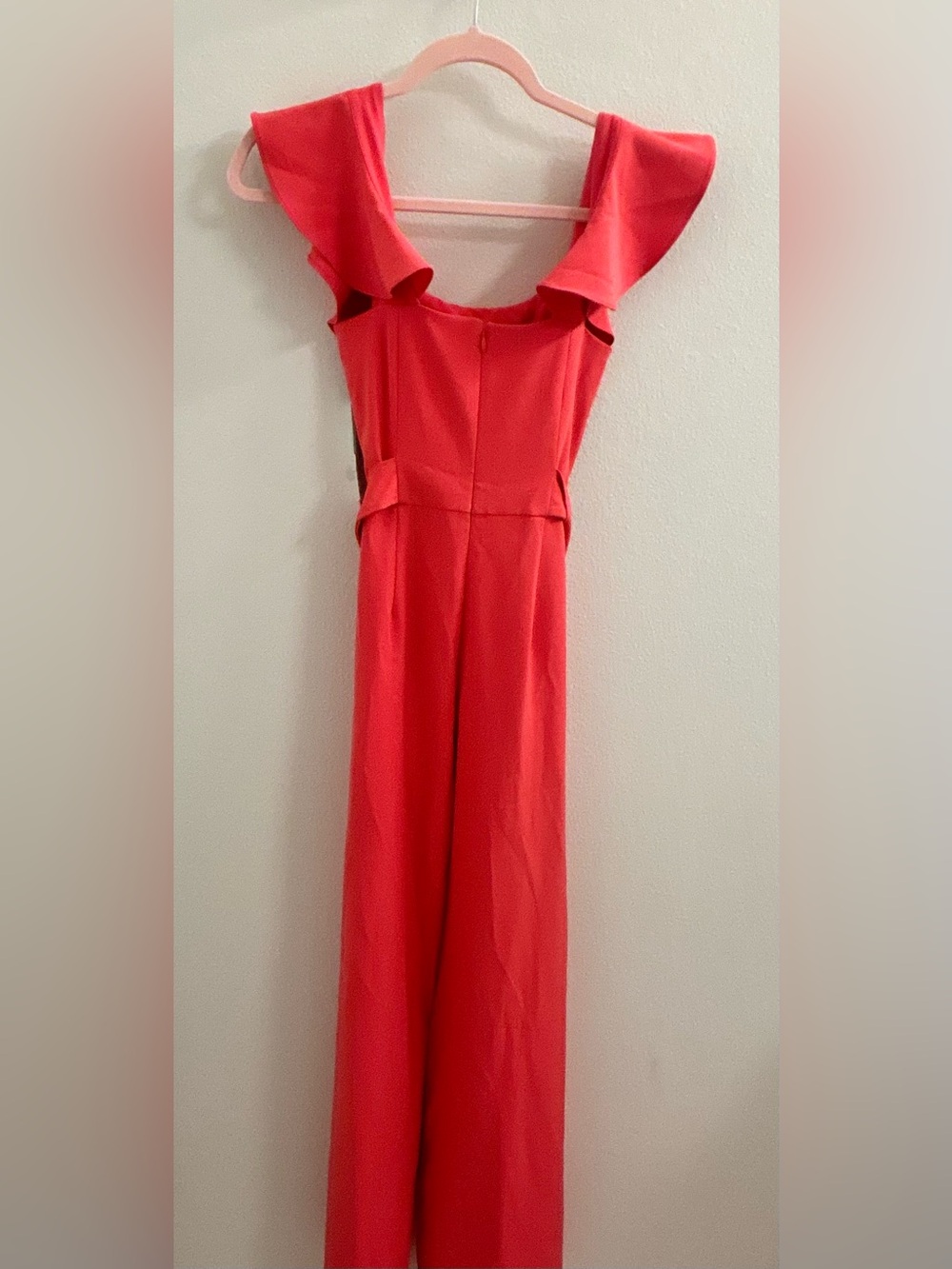 ANTONIO MELANI Red One-Shoulder Ruffle Jumpsuit